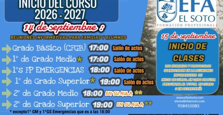 Inicio del curso 2026-2027